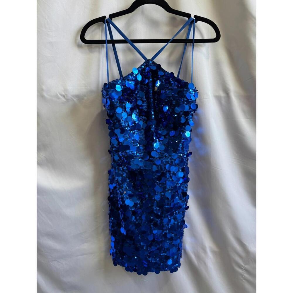 Dress The Population Suri Dress Blue Size XS Fading Sequins - Picture 4 of 9